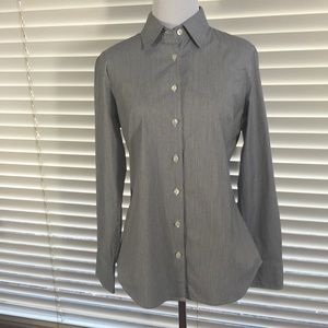 J. Crew Stretch Gray White Striped Button Down M